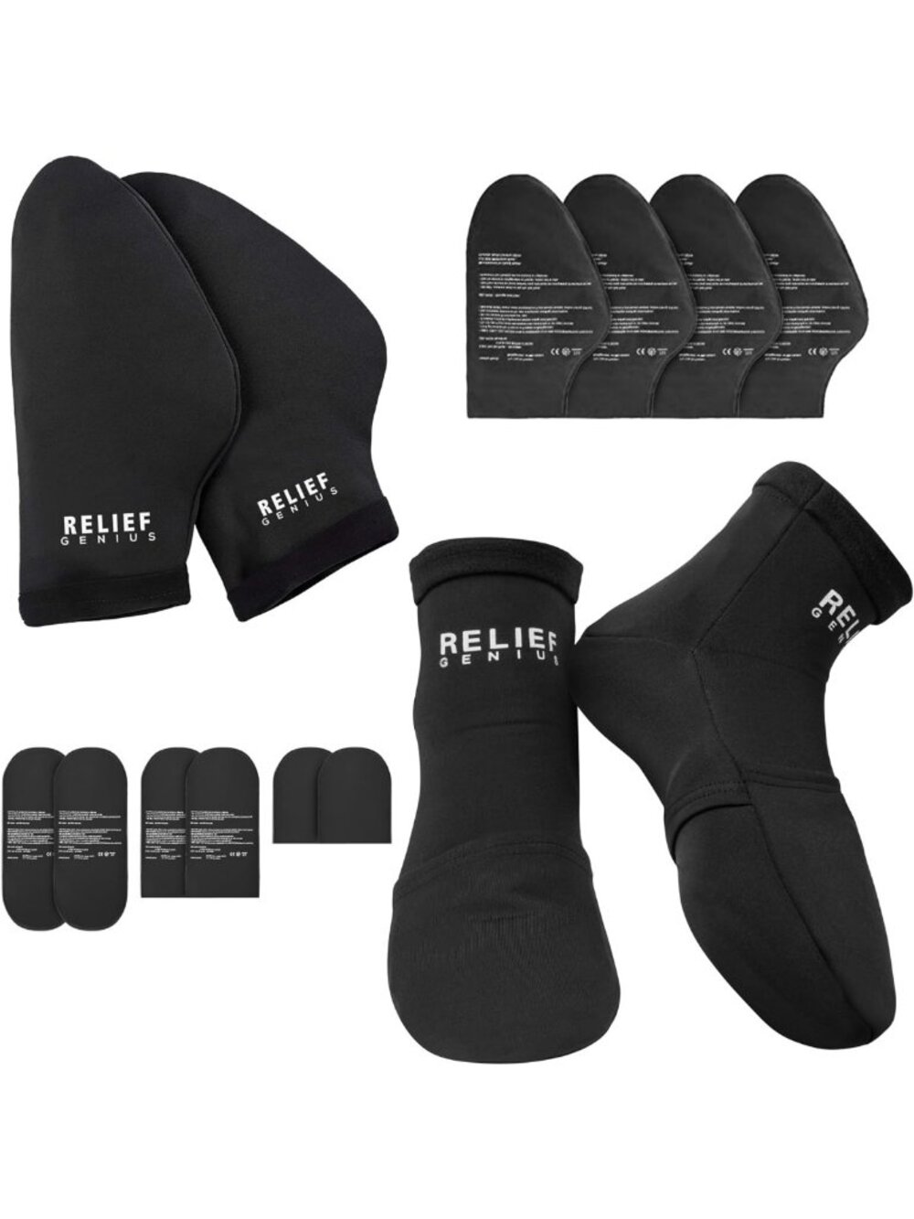 Cold Therapy Socks & Gloves for Chemo Relief - Neuropathy Comfort, Black, L